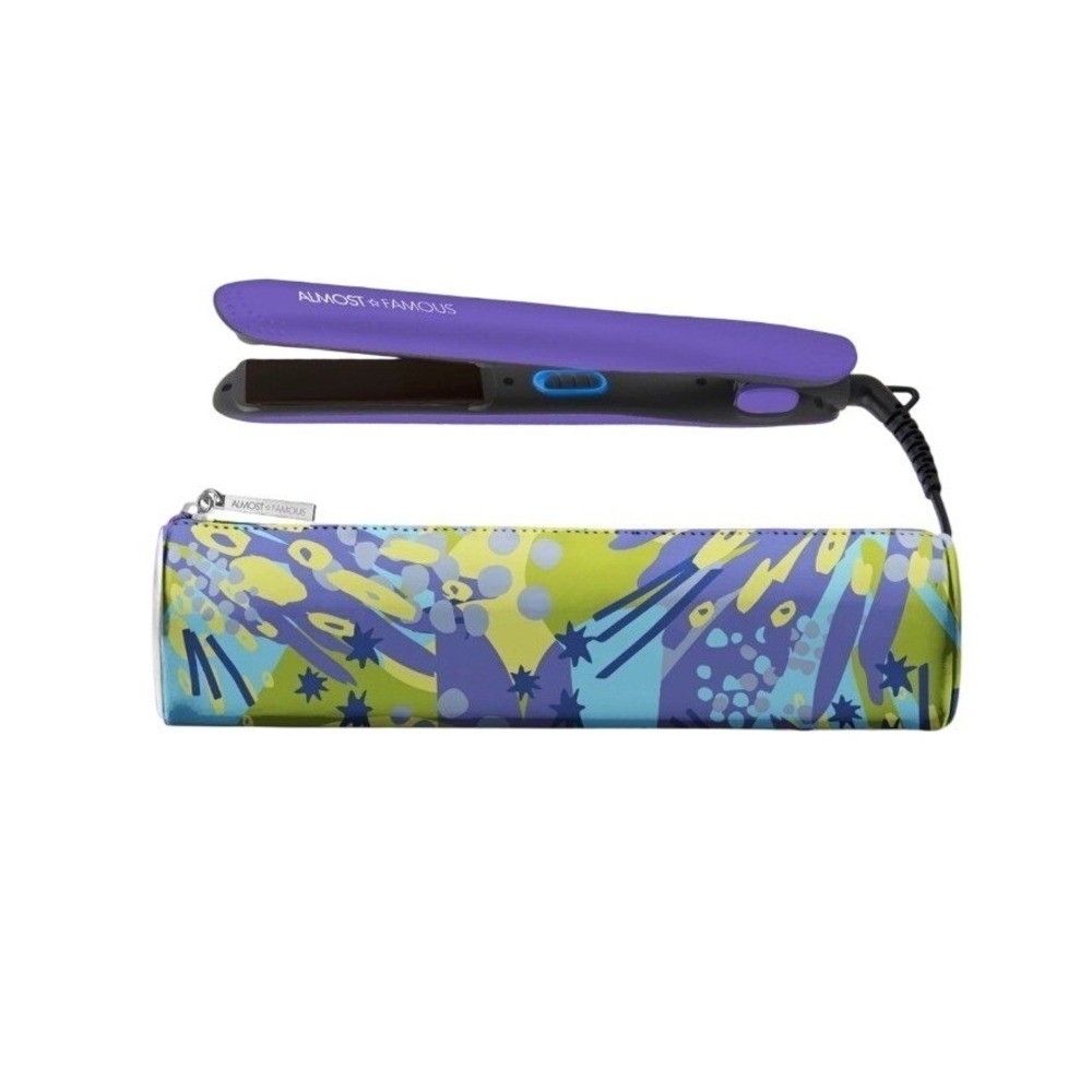 Almost Famous Purple Mini Flat Iron Hair Straightener with Travel Pouch